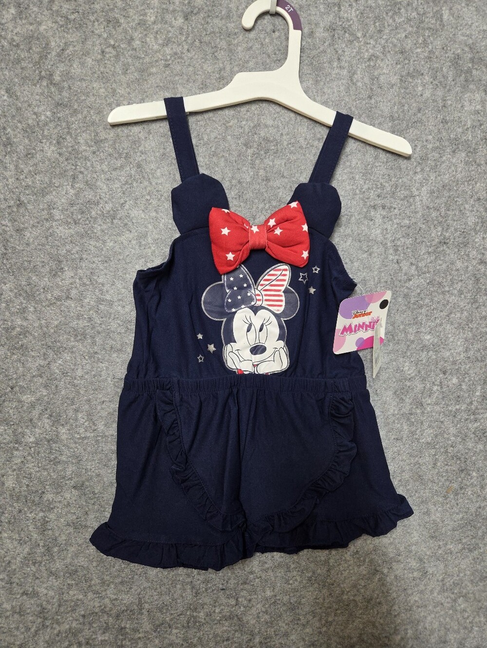 Disney Minnie Mouse Girls Navy Bow Romper 2T Nwt